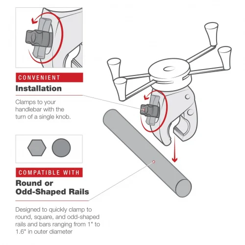RAM X-Grip Large Phone Mount с низкопрофильным Medium Tough-Claw (RAM-HOL-UN10-404-2U) фото 5 RAM X-Grip Large Phone Mount с низкопрофильным Medium Tough-Claw (RAM-HOL-UN10-404-2U) фото 5