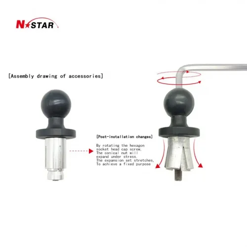 Шар N-Star 25 мм (1") с клиновым зажимом и резьбой M6 (NS-BM6B) фото 4 Шар N-Star 25 мм (1") с клиновым зажимом и резьбой M6 (NS-BM6B) фото 4