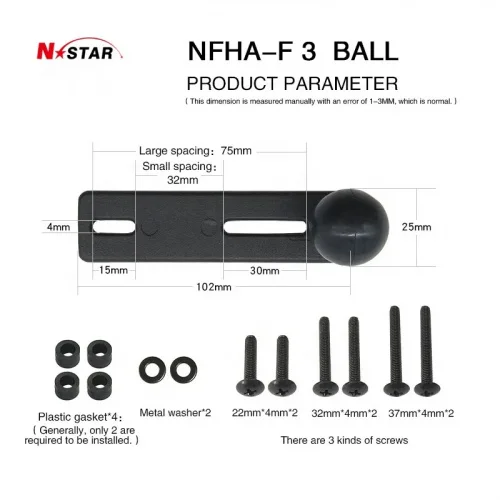NS-BOPB Шар N-STAR 25 мм (1") на тормозной бачок мотоцикла (32-75 мм между отверстиями) фото 5