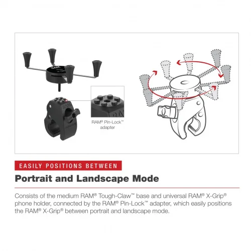 RAM X-Grip Large Phone Mount с низкопрофильным Medium Tough-Claw (RAM-HOL-UN10-404-2U) фото 6 RAM X-Grip Large Phone Mount с низкопрофильным Medium Tough-Claw (RAM-HOL-UN10-404-2U) фото 6