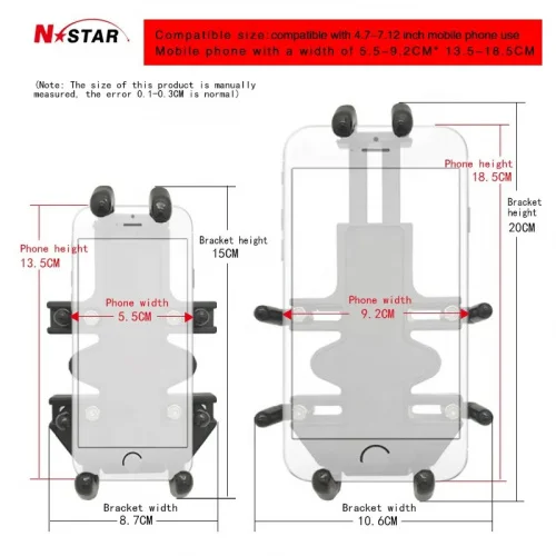 NS-QG-B9-BTB Крепление N-STAR для смартфонов на руль мотоцикла, трубу. Муфта 95 мм шары 25 мм (1"), алюминий фото 4