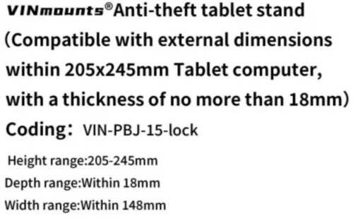 Крепление VINmounts TAB-lock с замком для планшетов с размерами до 205x245 мм, толщиной до 18 мм (VIN-PBJ-15-lock) фото 4 Крепление VINmounts TAB-lock с замком для планшетов с размерами до 205x245 мм, толщиной до 18 мм (VIN-PBJ-15-lock) фото 4
