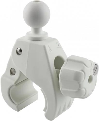 Струбцина VINmounts Tough Claw большая с замком белая на трубу 27-65 мм, шар 38 мм (1,5", размер "C")(VIN-C-043-lock-white)
