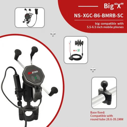 NS-XGC Держатель N-STAR X-Grip для смартфонов с беспроводным зарядным устройством, шар 25 мм (1") фото 4
