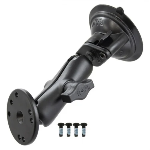 RAM-B-166-202U-UK1 Крепление на присоске RAM Twist-Lock с круглой пластиной и крепежными элементами.