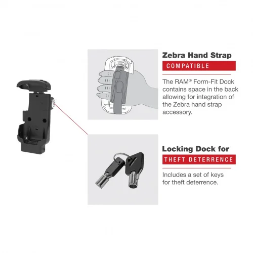 Держатель Form-Fit с замком RAM для Zebra TC73 и TC78 (RAM-HOL-ZE17L-NP-1U) фото 5