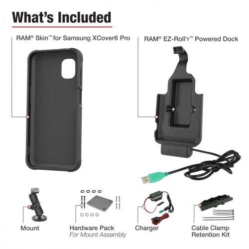 Крепление RAM® EZ-Roll'r™ Dock & Dashboard для Samsung XCover6 Pro RAM-B-101-225B2-SAM84-V7B1U фото 4
