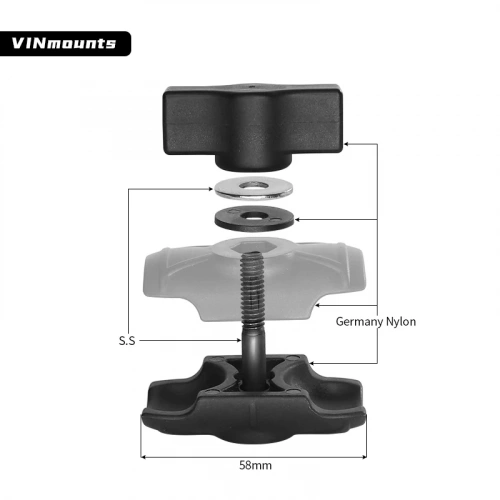 VIN-B-6 Муфта VINmounts для шаров 25 мм (1") короткая 60 мм, Композит фото 3