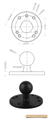 Шар VINmounts 25 мм (1") с круглым основанием 64 мм (VIN-B-001) Шар VINmounts 25 мм (1") с круглым основанием 64 мм (VIN-B-001)