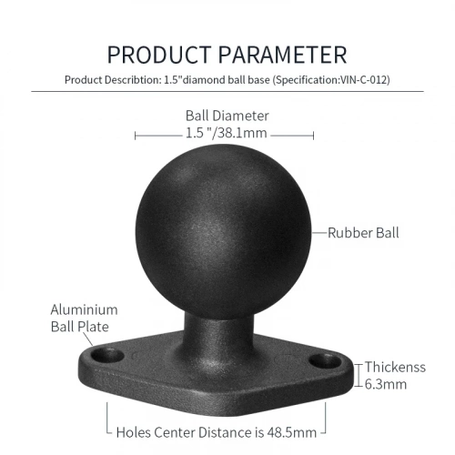 VIN-C-001 Шар VINmounts 38 мм (1,5") с ромбической площадкой, 49 мм между отверстиями фото 3 VIN-C-001 Шар VINmounts 38 мм (1,5") с ромбической площадкой, 49 мм между отверстиями фото 3