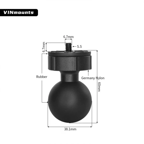 Шар VINmounts 38 мм (1,5") с резьбой 1/4"-20 для крепления фото и видеокамер (VIN-C-010) Шар VINmounts 38 мм (1,5") с резьбой 1/4"-20 для крепления фото и видеокамер (VIN-C-010)