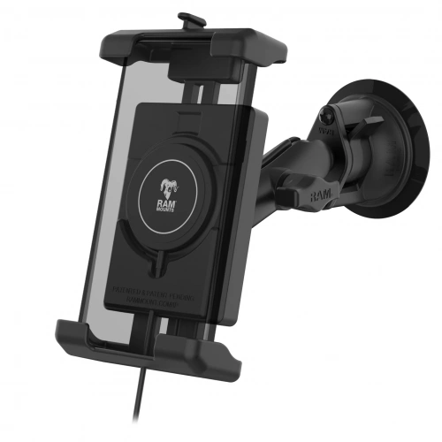RAM-B-166-PD7-W2MU Крепление на присоске RAM Quick-Grip Pro XL с беспроводным зарядным устройством Qi2 мощностью 15 Вт.