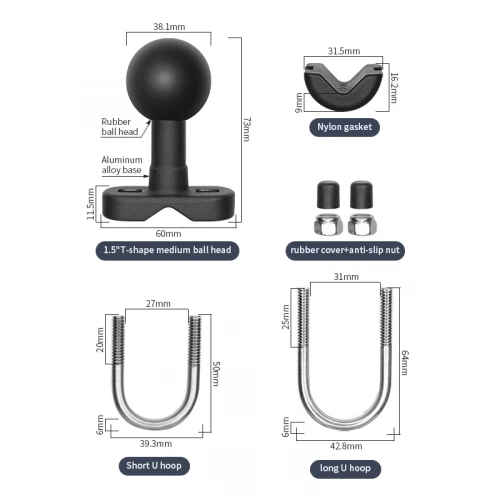 VIN-BC-1U-1.5 Шар VINmounts 38 мм (1,5") с дужками для крепления на трубу 12-31 мм фото 8 VIN-BC-1U-1.5 Шар VINmounts 38 мм (1,5") с дужками для крепления на трубу 12-31 мм фото 8