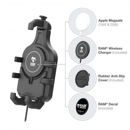VK-33616 Крепление на присоске RAM Quick-Grip Pro с беспроводным зарядным устройством Qi2 мощностью 15 Вт. фото 6