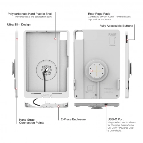 Чехол IntelliSkin® Thin-Case™ для iPad Pro 11 (M4) (задние пружинные колодки) - серый (RAM-GDS-SKIN-AP45-M4-TCB-GRY) фото 6