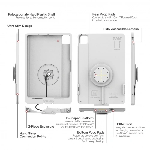 Чехол IntelliSkin® Thin-Case™ для iPad Pro 11 (M4) (D-образная форма и задние накладки) Серый (RAM-GDS-SKIN-AP45-M4-TCDB-GRY) фото 6