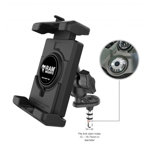 RAM-B-176W1-A-PD7U Крепление для телефона RAM Quick-Grip Pro XL с клиновидным основанием для установки на вынос руля вилки - короткое фото 3