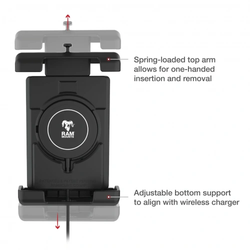 RAM-B-166-PD7-W2MU Крепление на присоске RAM Quick-Grip Pro XL с беспроводным зарядным устройством Qi2 мощностью 15 Вт. фото 5