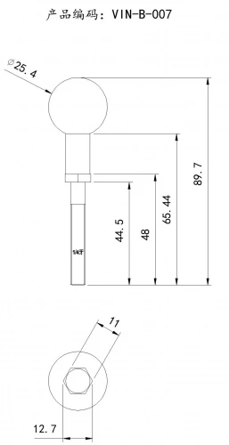 Шар VINmounts 25 мм (1") с ножкой и шпилькой с резьбой 1/4"-20. Общая высота 90 мм (VIN-B-007) фото 6