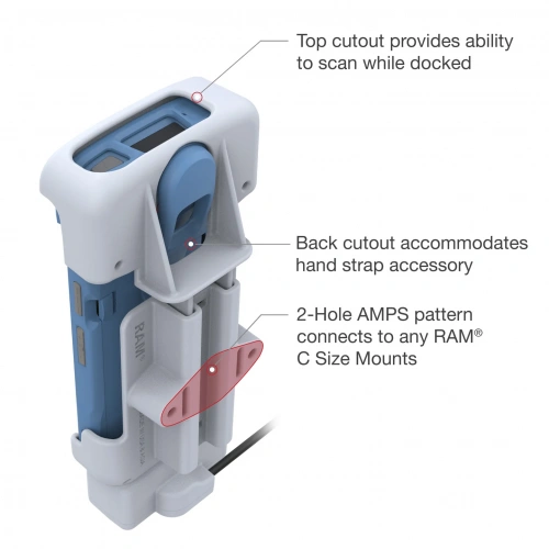 RAM-HOL-ZE39-GRY Док-станция RAM с контактами Pogo Pins для Zebra HC20 и HC50. фото 6