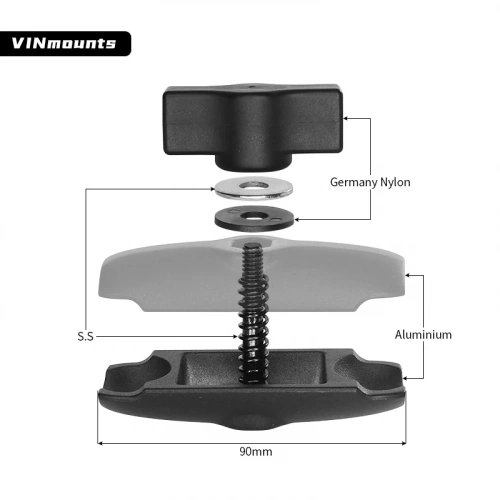 VIN-B-9 Кронштейн крепежный VINmounts муфта для шаров 25 мм (1") средняя 95 мм фото 4